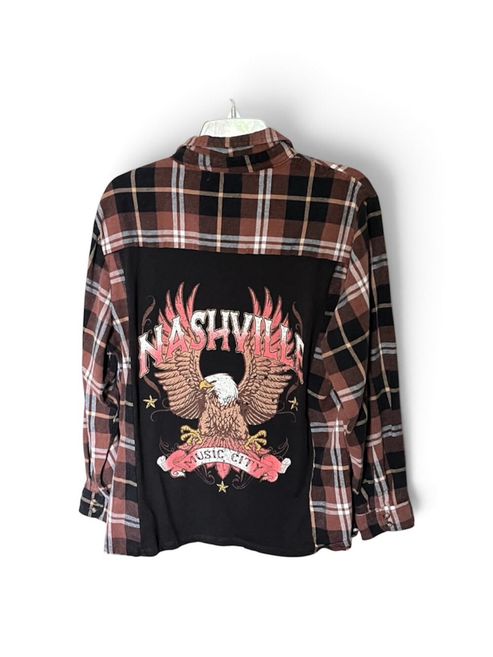 Altar'd State Cotton Brown Plaid Nashville Music City Flannel Shirt Size Small